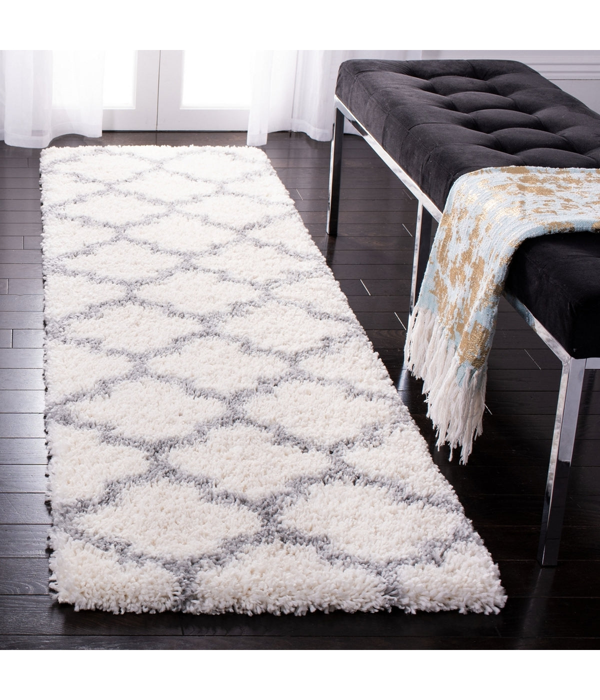  Safavieh Fona Shag 818 Cream/Gray Rug - Cream/Gray - Bonton