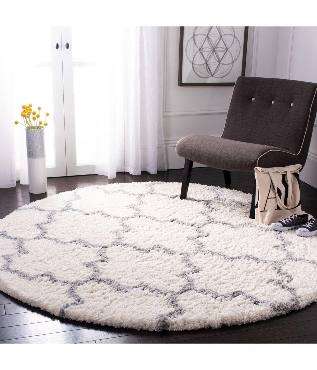  Safavieh Fona Shag 818 Cream/Gray Rug - Cream/Gray - Bonton