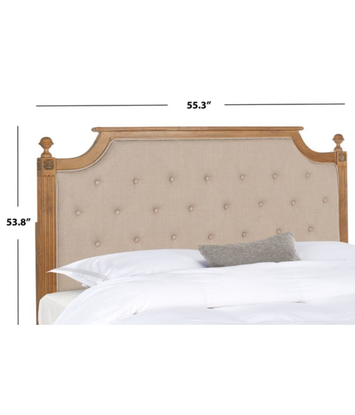  Safavieh Rustic Tuffed Linen Headboard Taupe & Rustic Oak - Taupe & Rustic Oak - Bonton