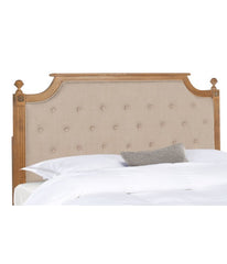 Rustic Tuffed Linen Headboard Taupe/Rustic Oak