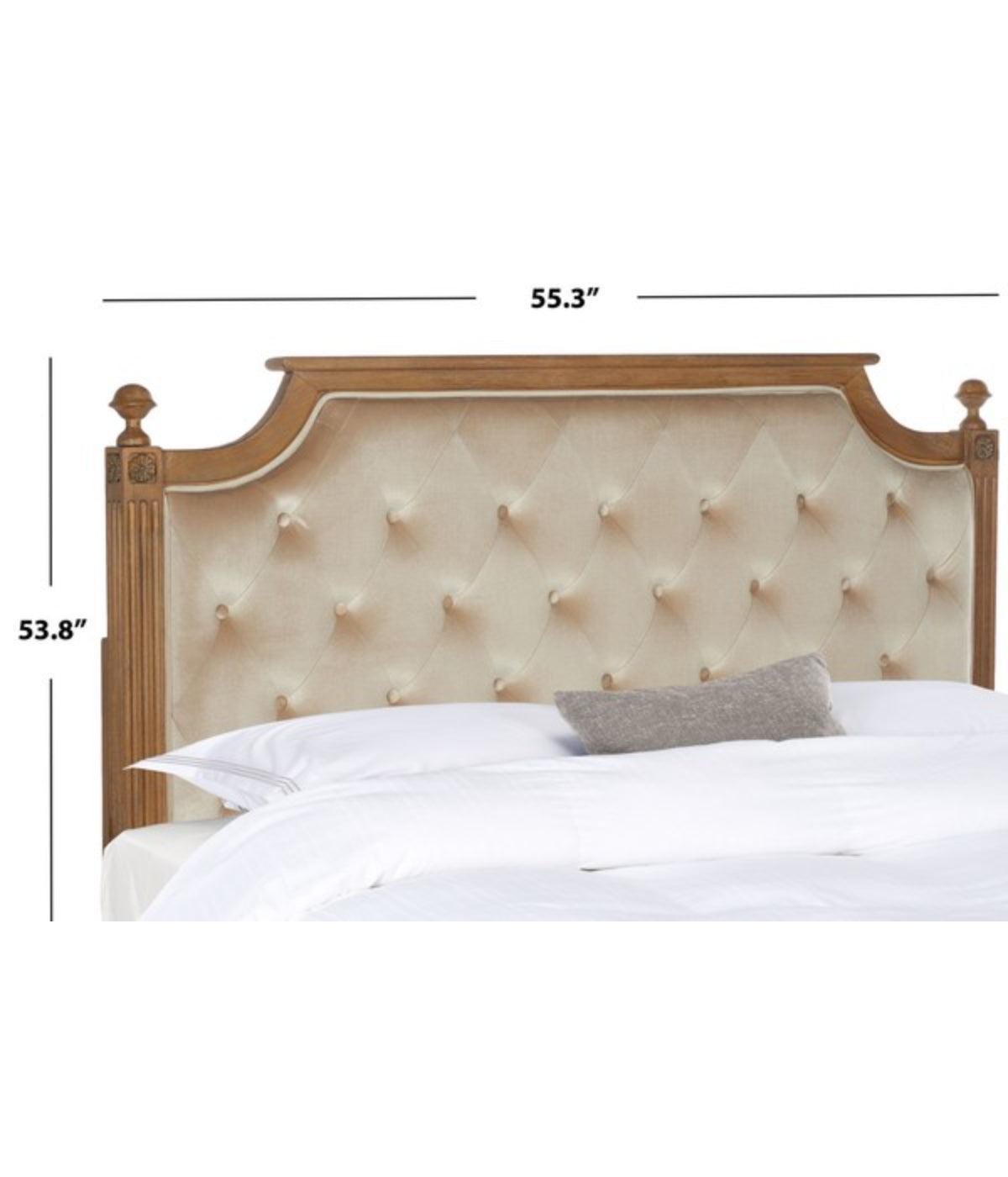  Safavieh Rustic Tuffed Velvet Headboard Beige & Rustic Oak - Beige & Rustic Oak - Bonton