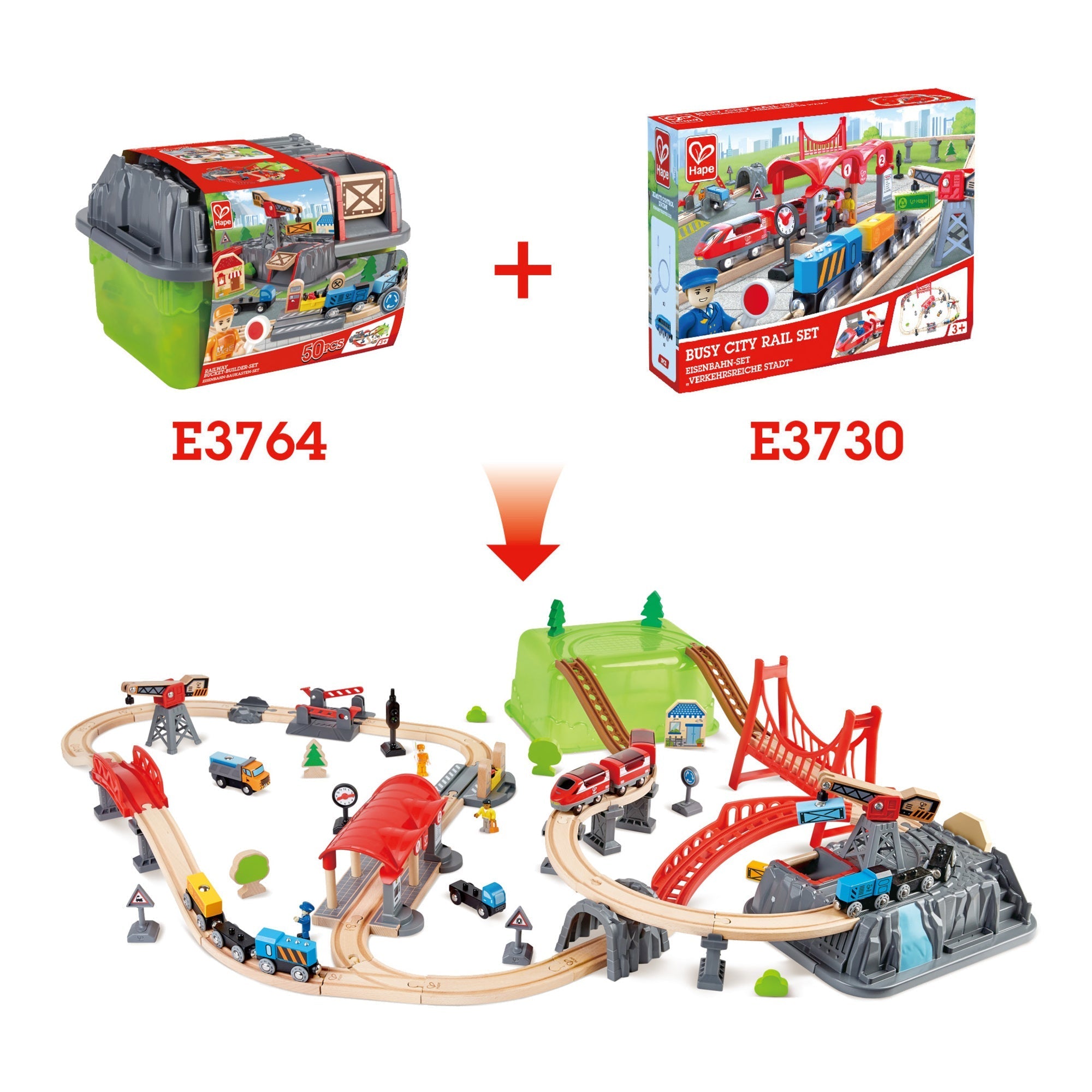  Hape Hape Train Building Set in a Bucket, 50 Pieces - Multi - Bonton