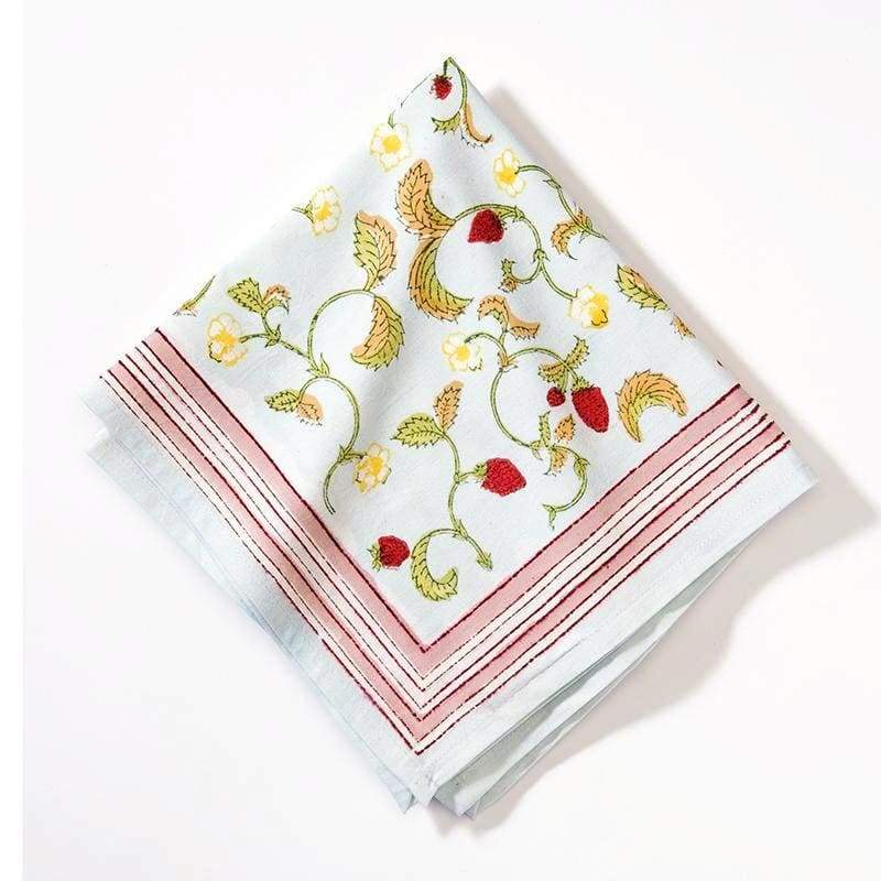  Couleur Nature Strawberry Blue Napkins Set of 6 - Blue - Bonton