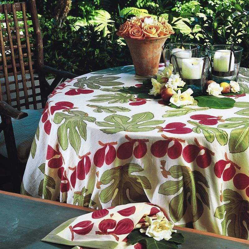  Couleur Nature Fig Red/Green Tablecloth - Red/Green - Bonton