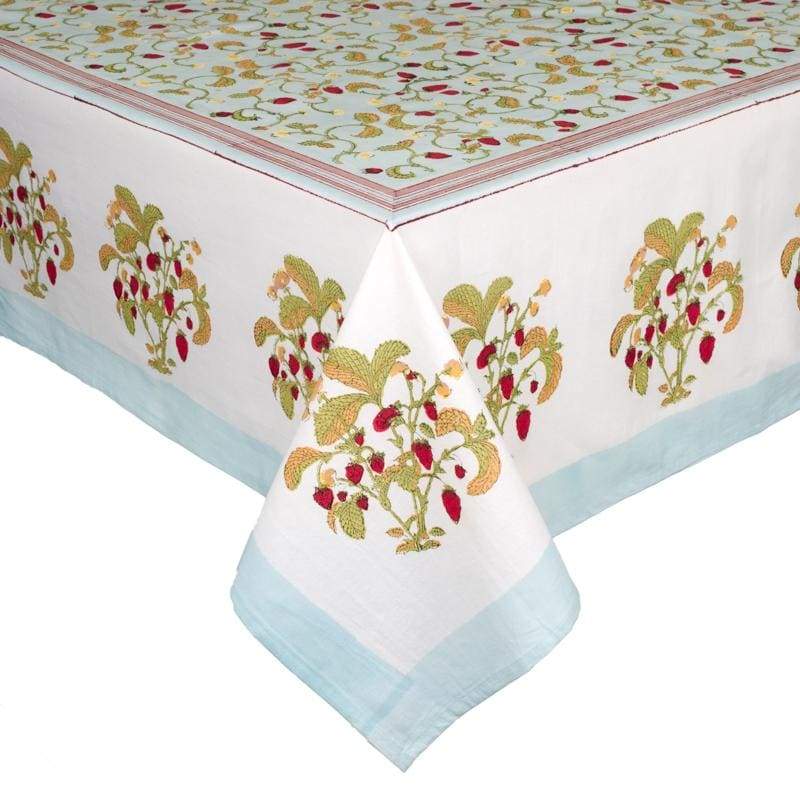  Couleur Nature Strawberry Blue Tablecloth - Blue - Bonton