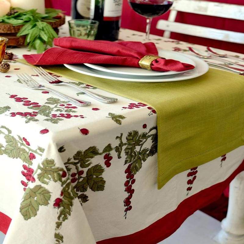  Couleur Nature Gooseberry Red/Green Tablecloth - Red/Green - Bonton