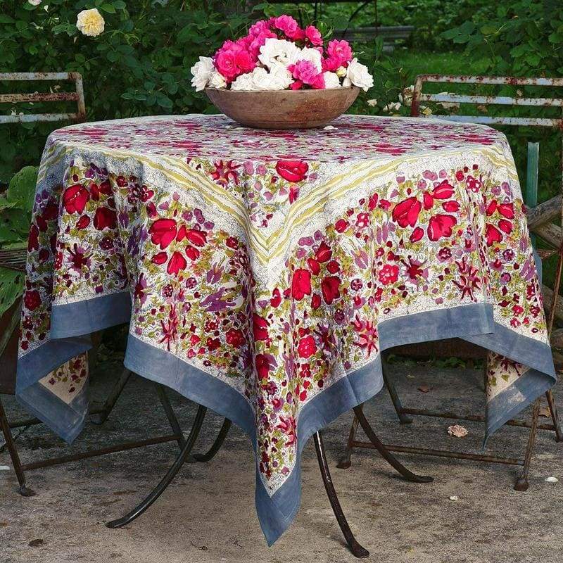  Couleur Nature Jardin Red/Grey Tablecloth - Red/Grey - Bonton