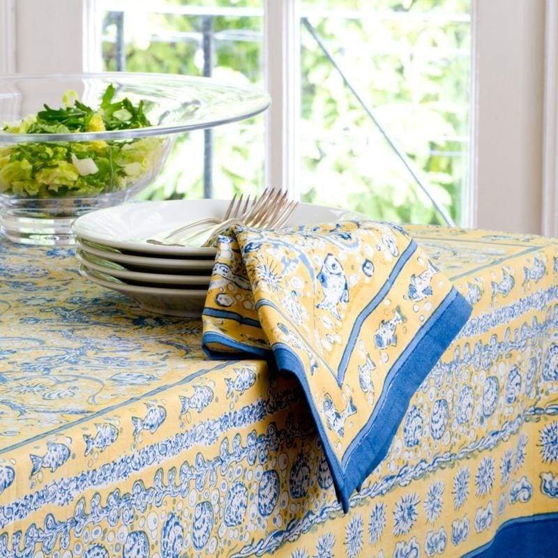  Couleur Nature La Mer Blue/Yellow Tablecloth - Blue/Yellow - Bonton