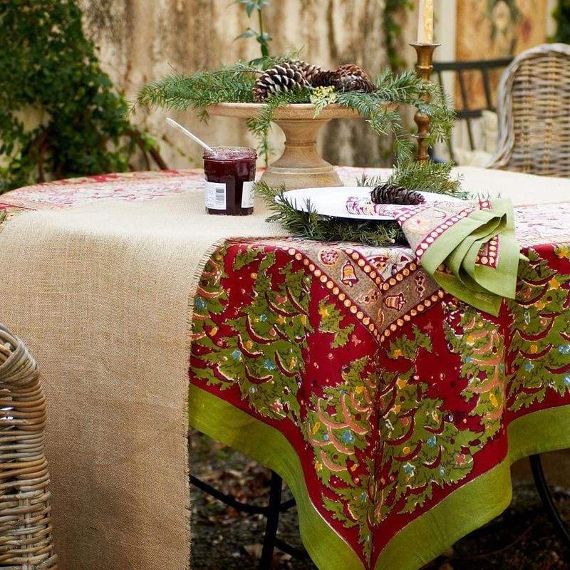  Couleur Nature Noel Red/Green Tablecloth - Red/Green - Bonton