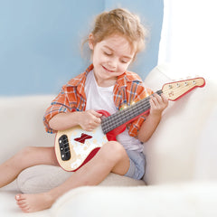 Hape Learn with Lights Toddler Electronic Ukulele in Red, Battery Powered