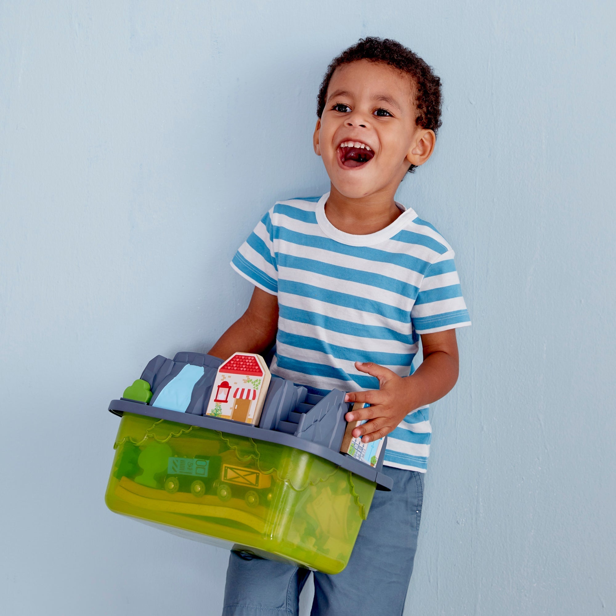  Hape Hape Train Building Set in a Bucket, 50 Pieces - Multi - Bonton