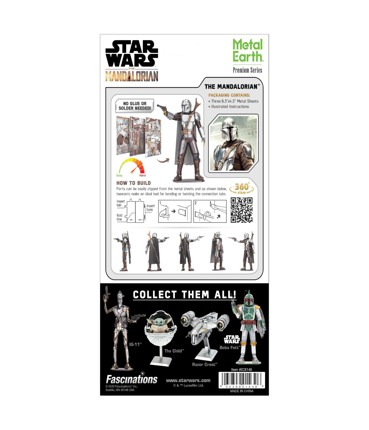  Metal Earth Premium Series ICONX 3D Metal Model Kit - Star Wars The Mandalorian Multi - Multi - Bonton