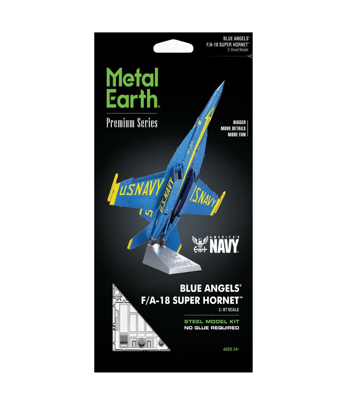  Metal Earth Premium Series ICONX 3D Metal Model Kit - Blue Angels F/A-18 Super Hornet Multi - Multi - Bonton