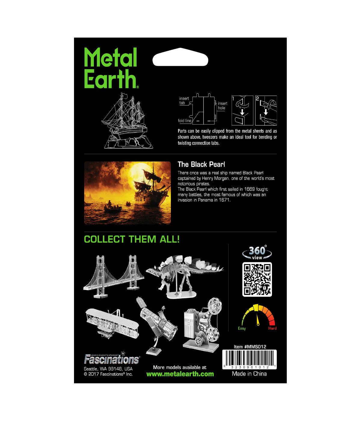  Metal Earth 3D Metal Model Kit - Pearl Black Pearl - Black Pearl - Bonton