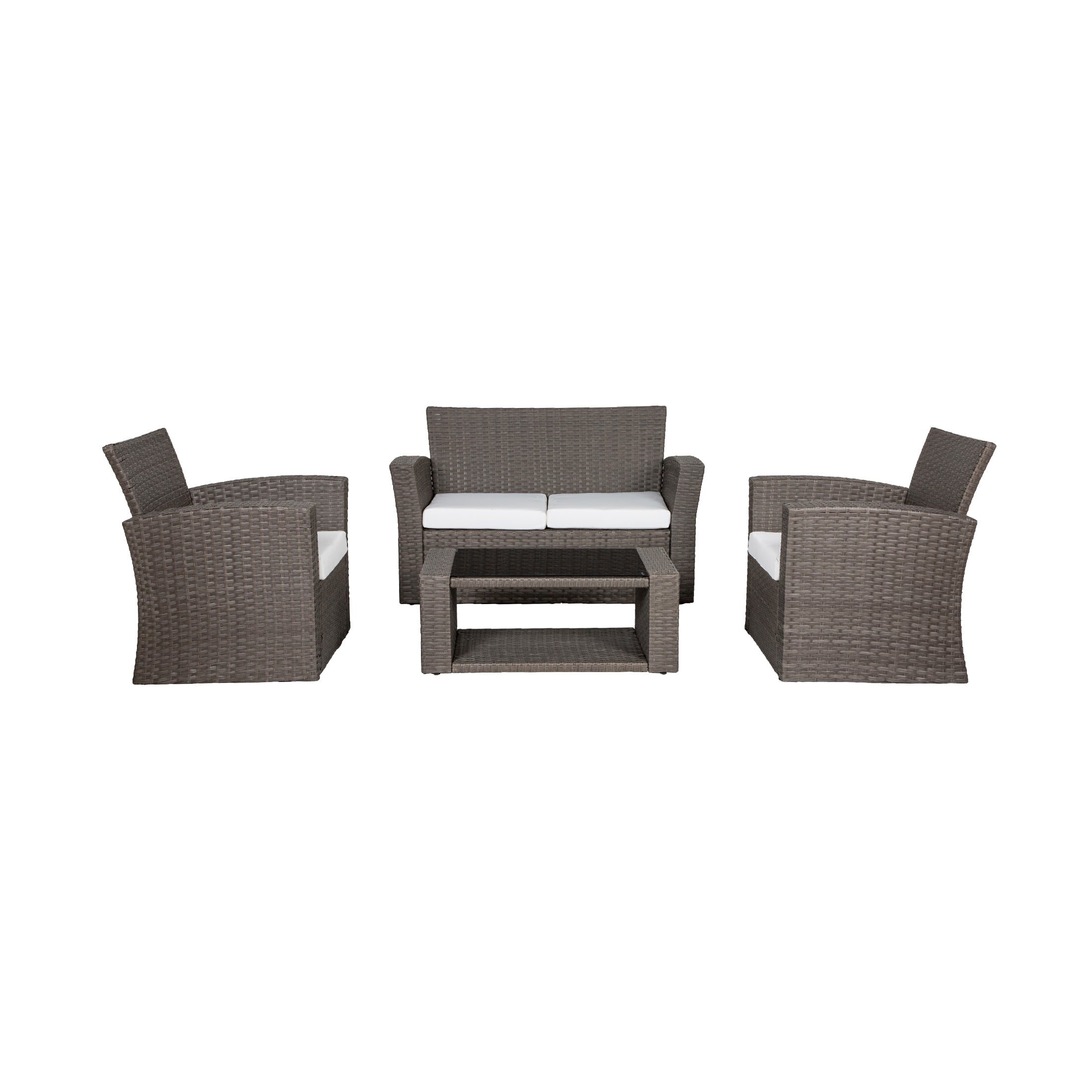  Westin Furniture 4-Piece Conversation Outdoor Patio Sofa Set with Cushions - Brown/Beige - Bonton