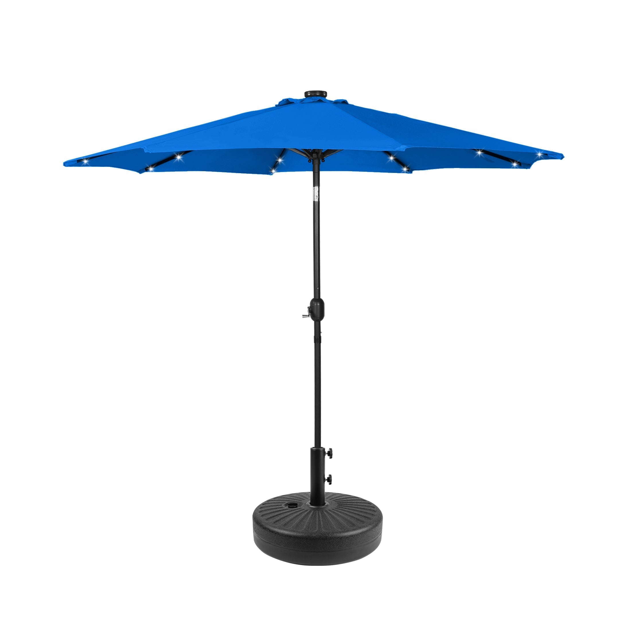  Westin Furniture 9 ft Outdoor Patio Solar LED Market Umbrella with Black Round Base - Beige - Bonton