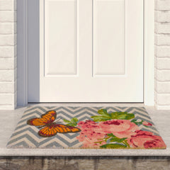 Coir Rose with a Butterfly Chevron Spring Doormat