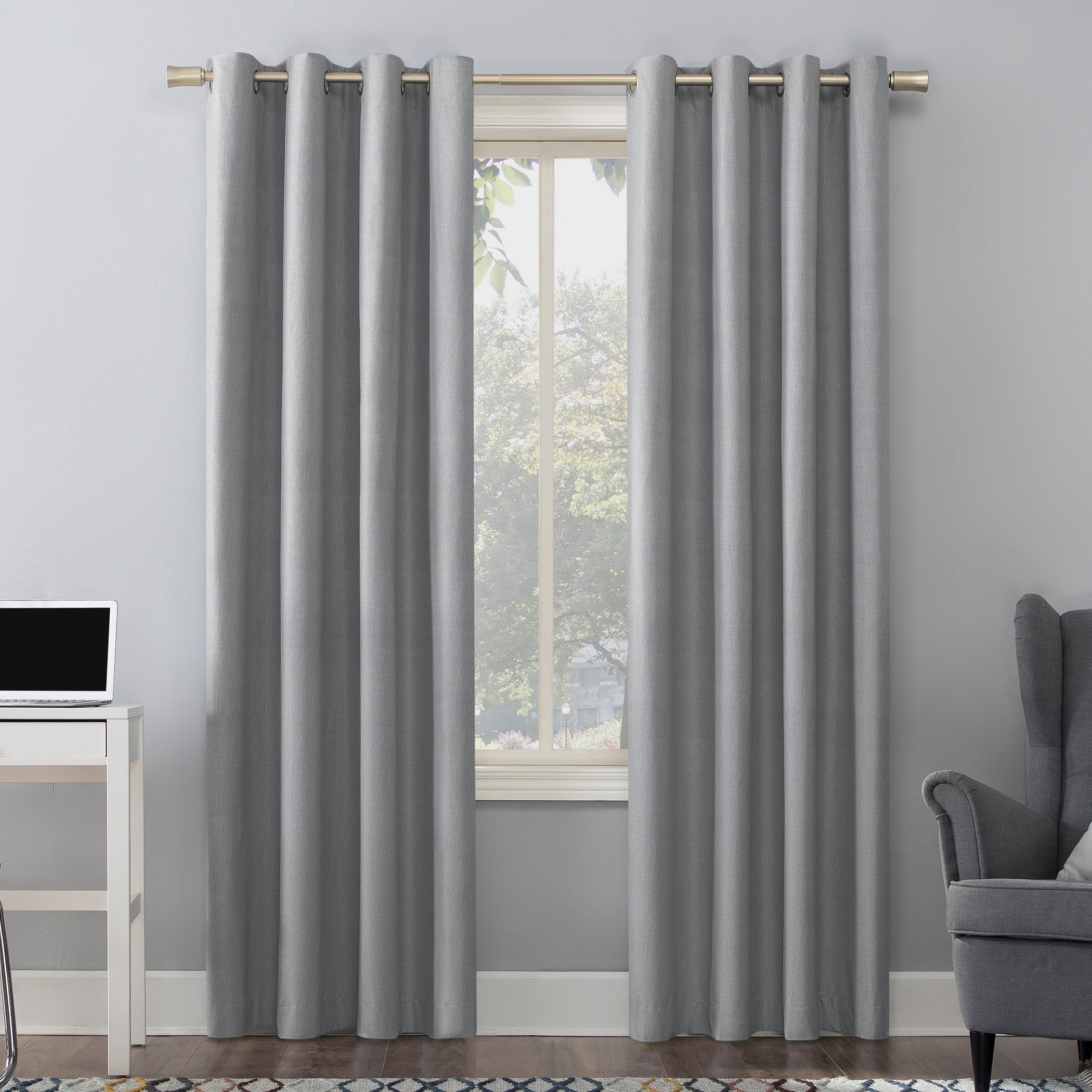  Sun Zero Harner Thermal Insulated 100% Blackout Grommet Curtain Panel - White - Bonton