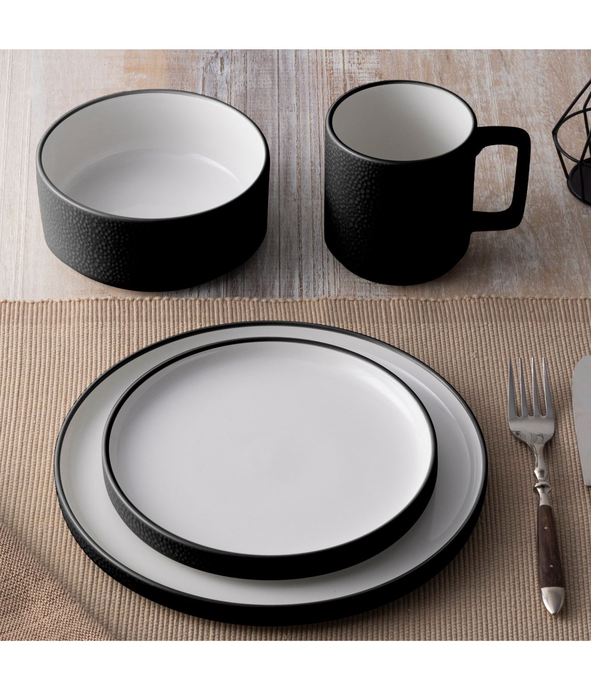  Noritake Colortex Stone 4 Piece Place Setting - Black - Bonton