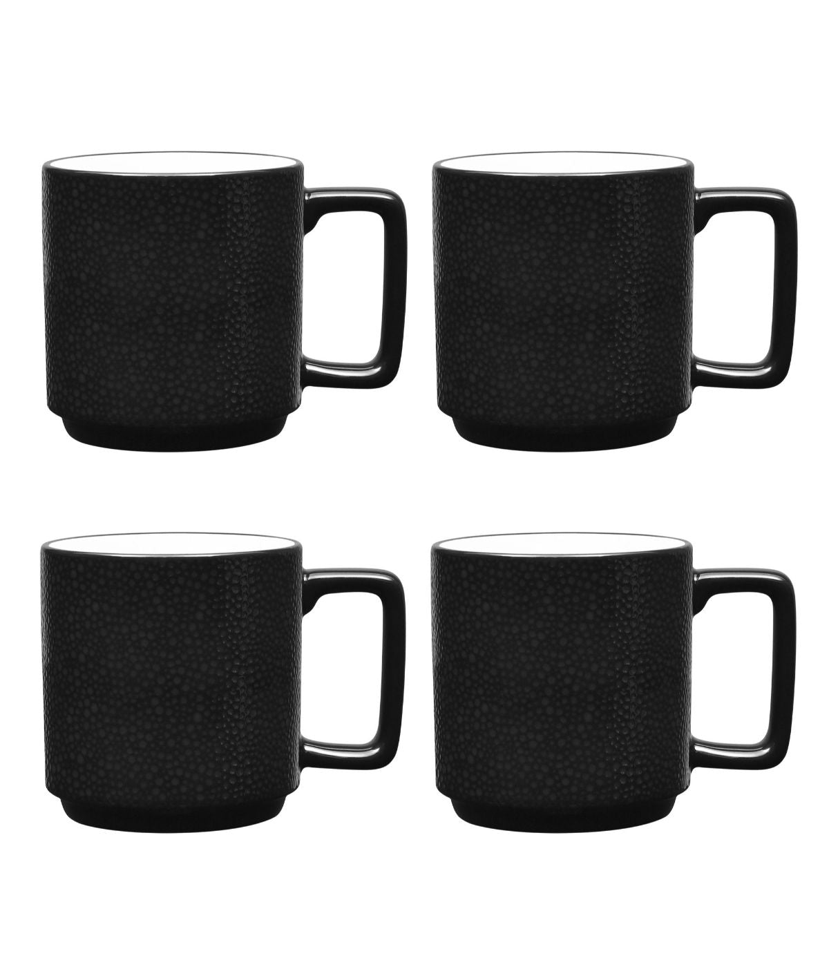  Noritake Colortex Stone Set of 4 Stax Mugs - Black - Bonton