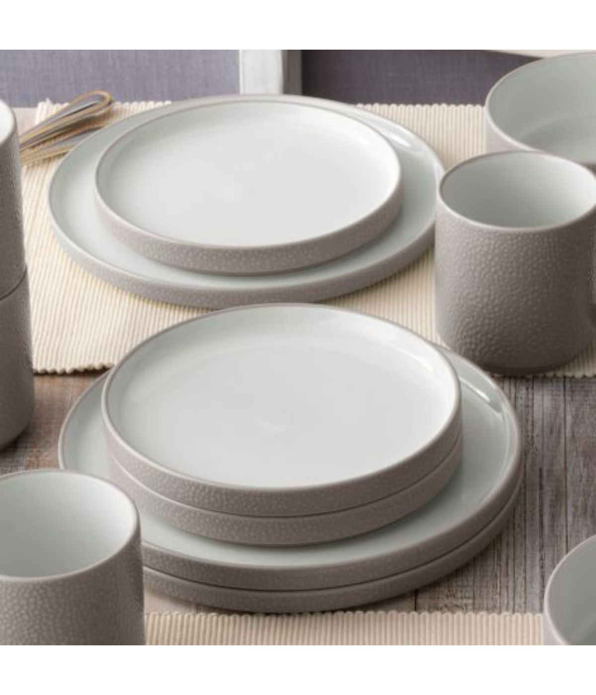  Noritake Colortex Stone Set of 4 Stax Dinner Plates - Taupe - Bonton