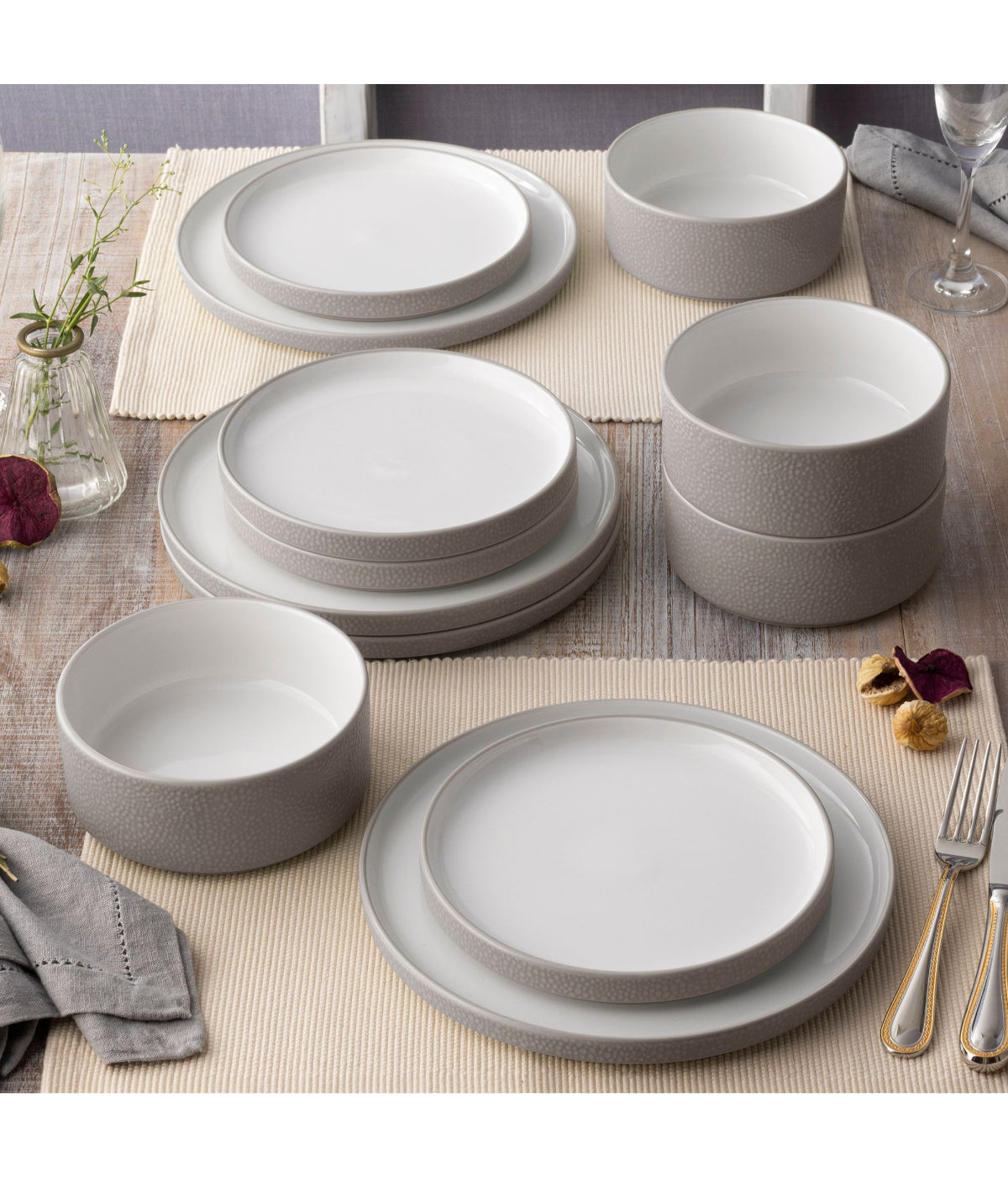  Noritake Colortex Stone Set of 4 Stax Dinner Plates - Taupe - Bonton