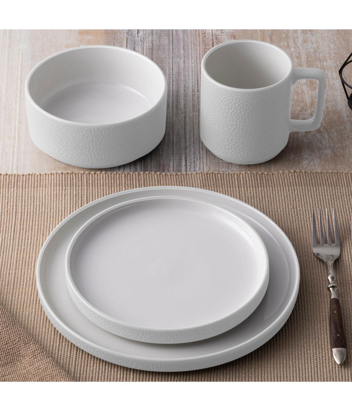  Noritake Colortex Stone 4 Piece Place Setting - White - Bonton