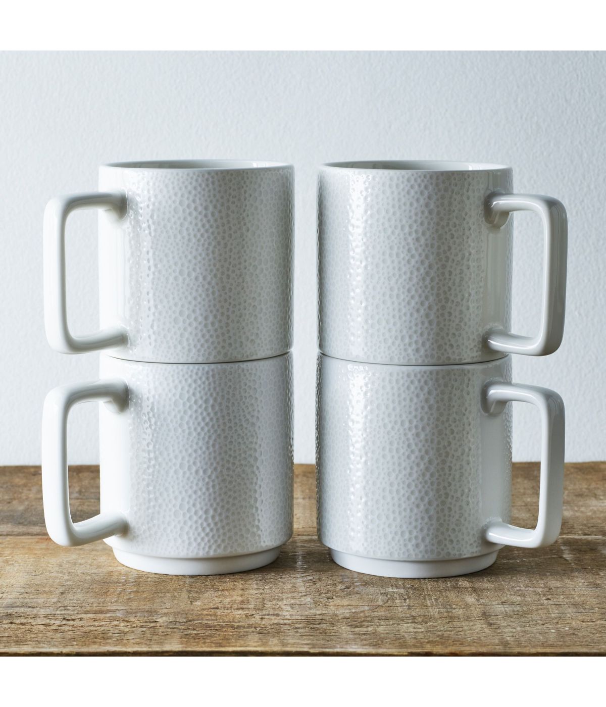  Noritake Colortex Stone Set of 4 Stax Mugs - White - Bonton