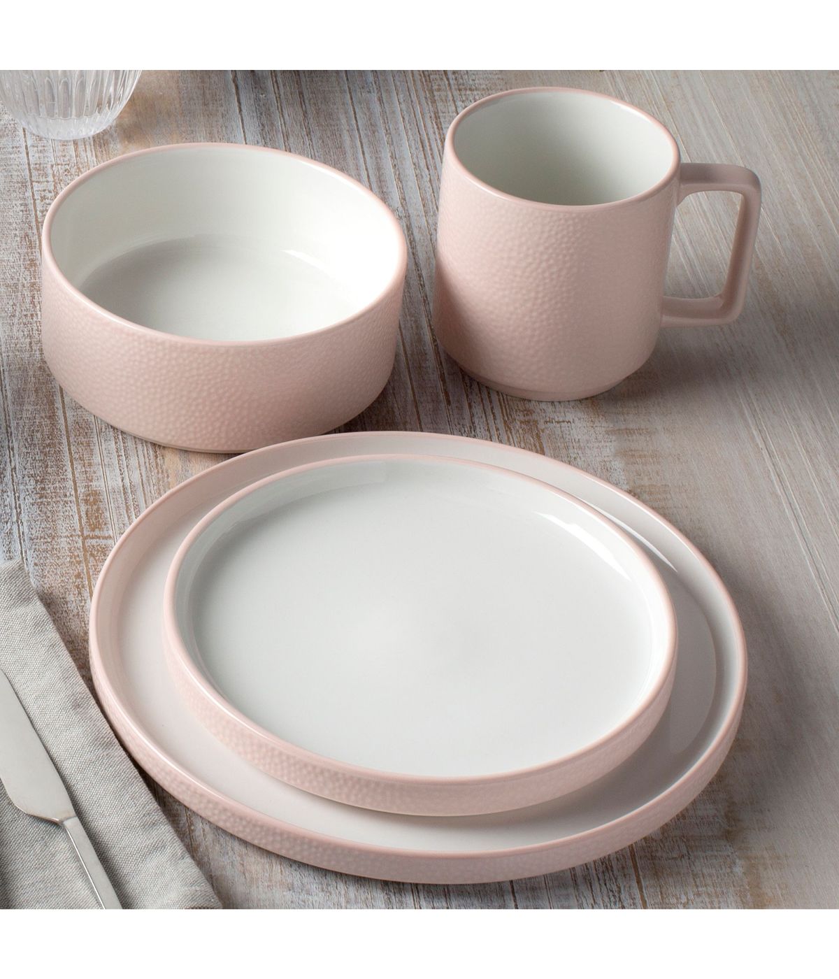  Noritake Colortex Stone 4 Piece Place Setting - Blush - Bonton