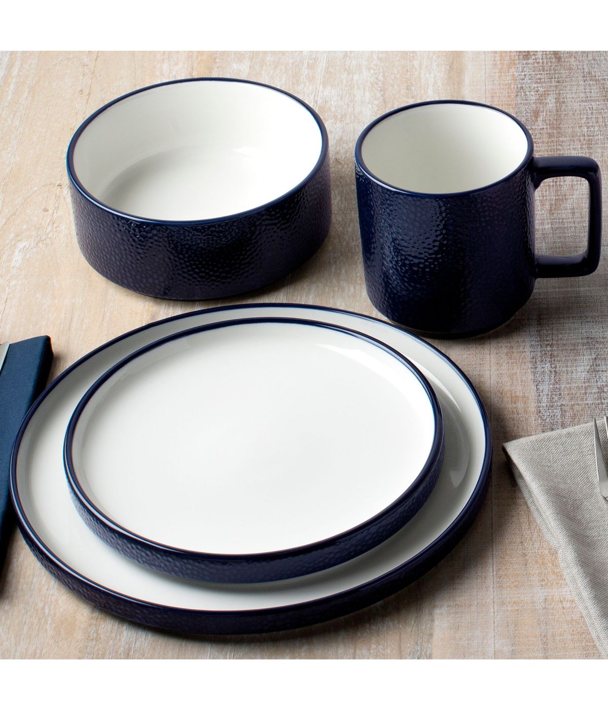  Noritake Colortex Stone 4 Piece Place Setting - Navy - Bonton