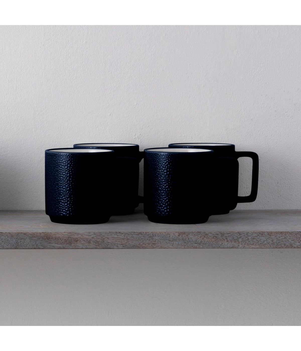  Noritake Colortex Stone Set of 4 Stax Mugs - Navy - Bonton