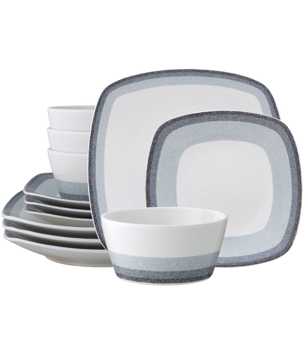  Noritake Colorscapes Layers 12 Piece Square Set, Service for 4 - Ash - Bonton