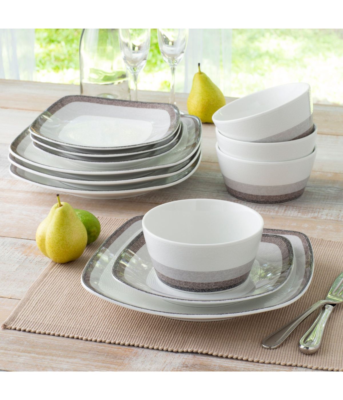  Noritake Colorscapes Layers 12 Piece Square Set, Service for 4 - Canyon - Bonton