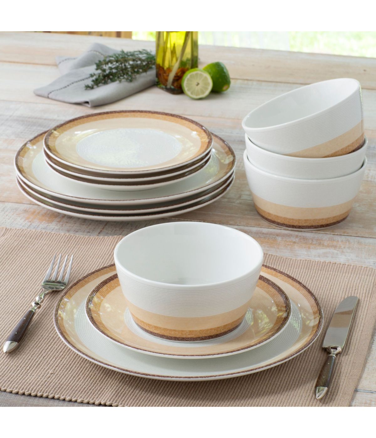  Noritake Colorscapes Layers 12 Piece Coupe Set, Service for 4 - Desert - Bonton