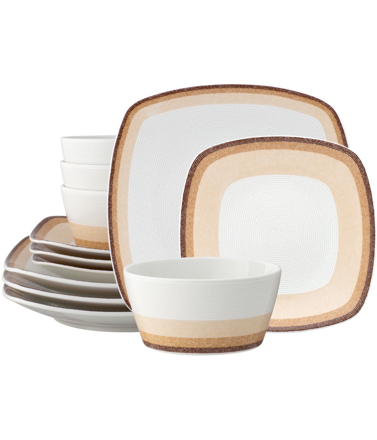  Noritake Colorscapes Layers 12 Piece Square Set, Service for 4 - Desert - Bonton