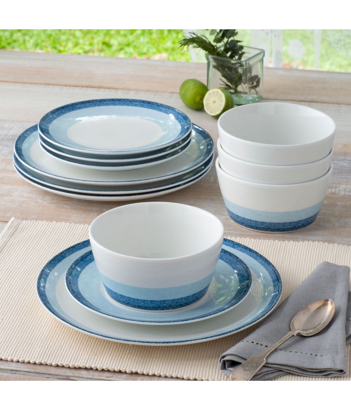  Noritake Colorscapes Layers 12 Piece Coupe Set, Service for 4 - Sky - Bonton