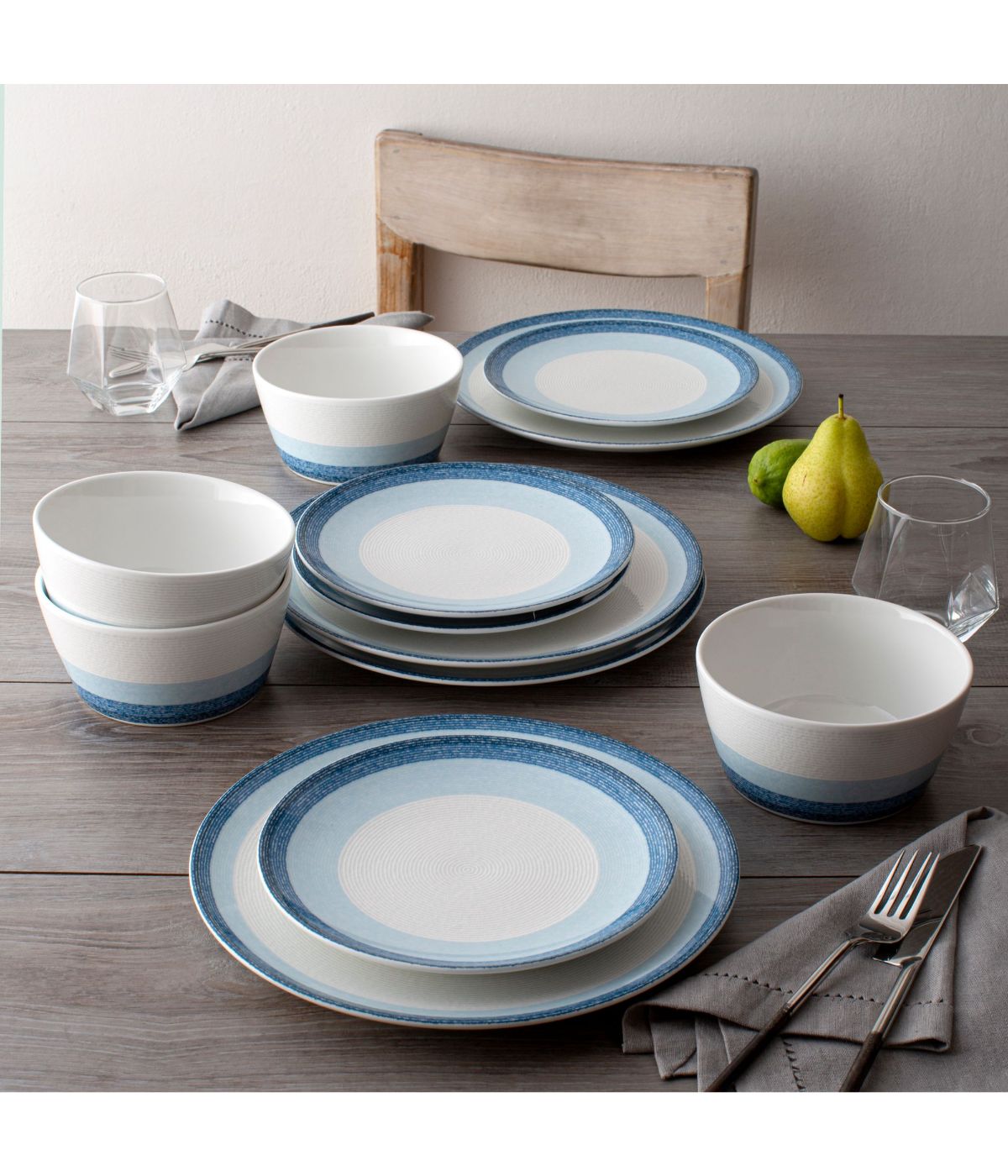  Noritake Colorscapes Layers 12 Piece Coupe Set, Service for 4 - Sky - Bonton