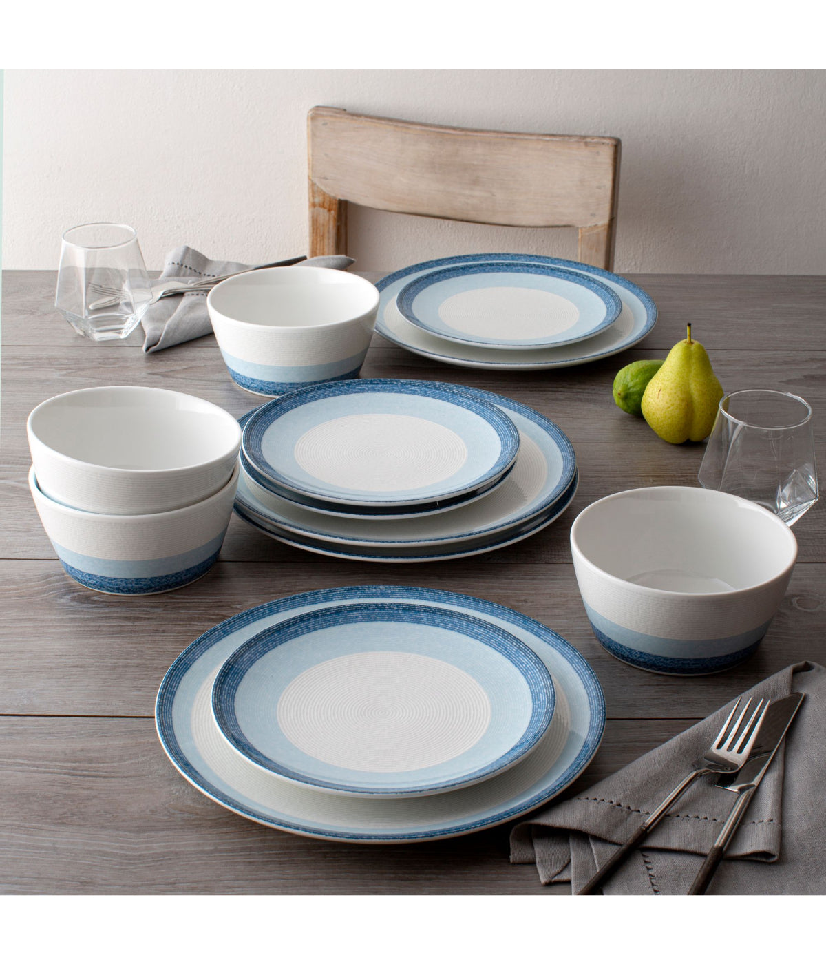  Noritake Colorscapes Layers Set of 4 Coupe Salad Plates - Sky - Bonton