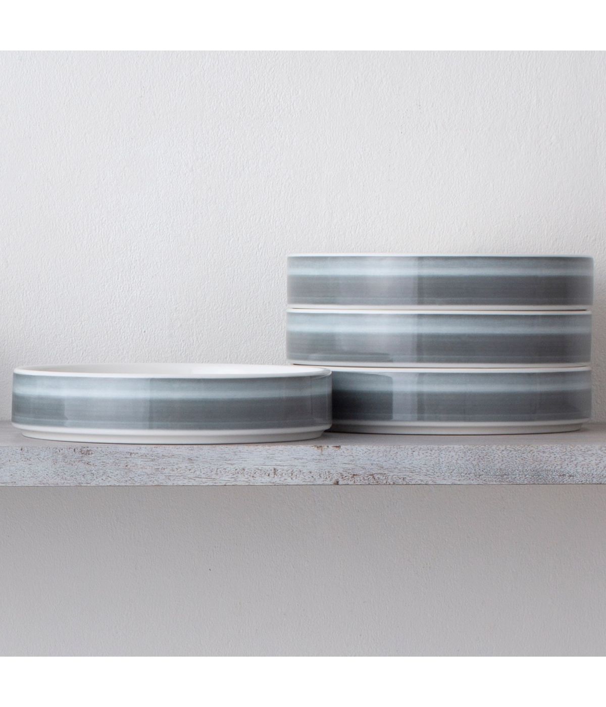  Noritake ColorStax Ombre Set of 4 Stax Deep Plates - Charcoal - Bonton