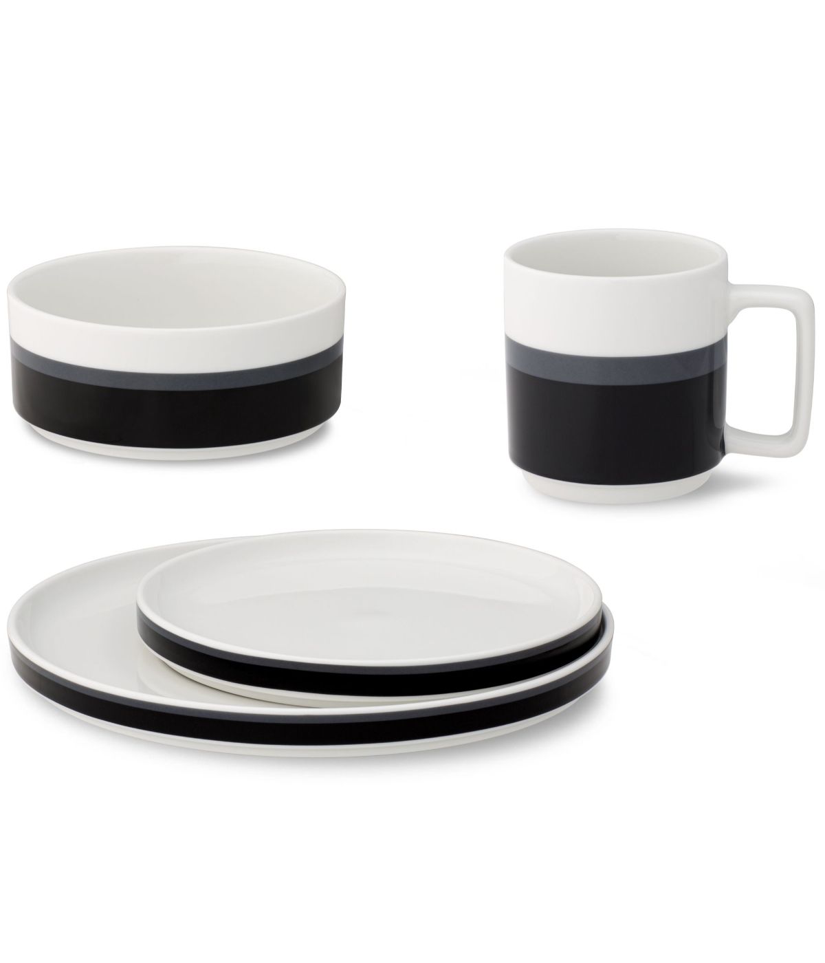  Noritake ColorStax Stripe 4-Piece Place Setting Stax - Black - Bonton