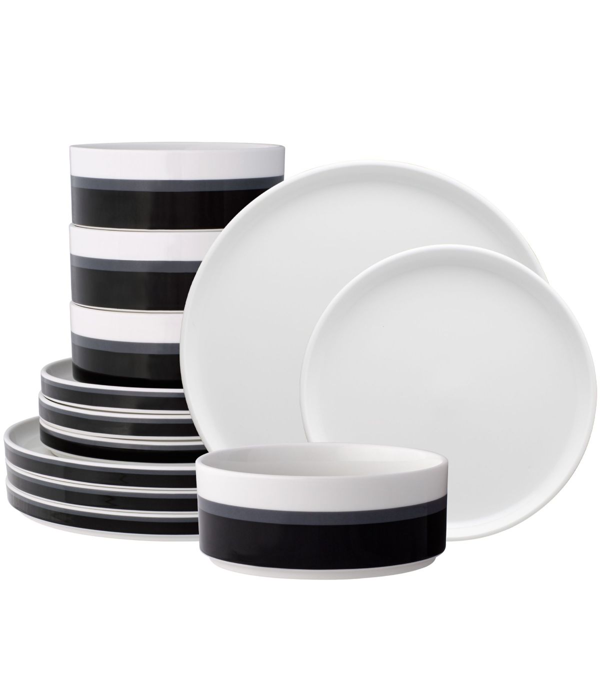  Noritake ColorStax Stripe 12 Piece Set, Service for 4 - Black - Bonton