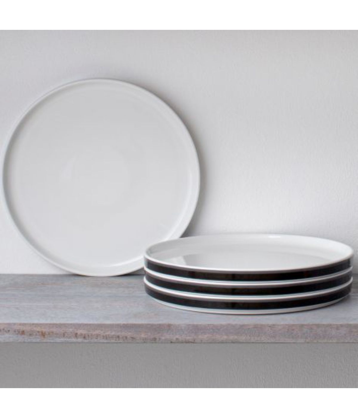  Noritake ColorStax Stripe Set of 4 Stax Dinner Plates - Black - Bonton