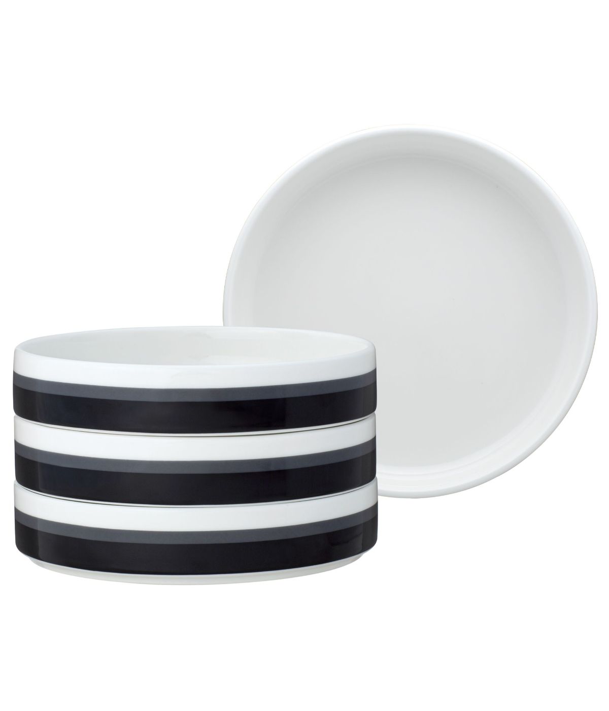  Noritake ColorStax Stripe Set of 4 Stax Deep Plates - Black - Bonton