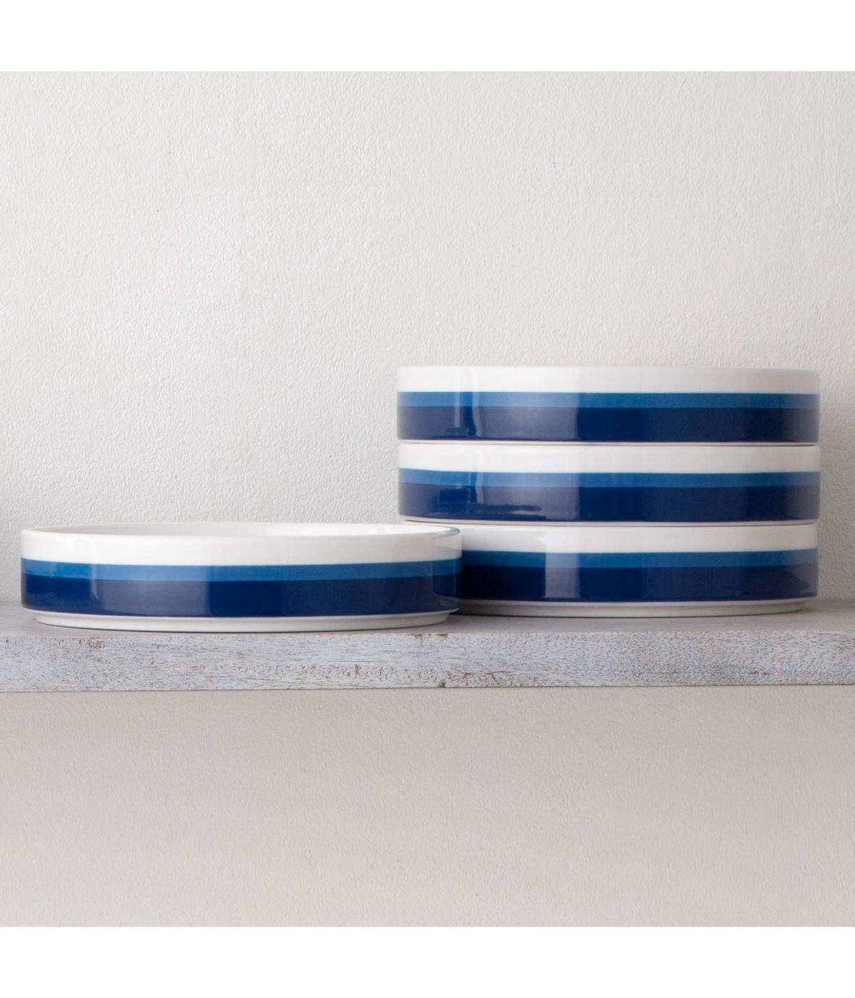  Noritake ColorStax Stripe Set of 4 Stax Deep Plates - Blue - Bonton