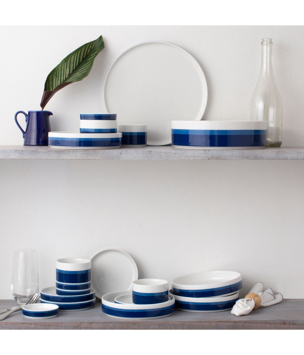  Noritake ColorStax Stripe Set of 4 Stax Deep Plates - Blue - Bonton