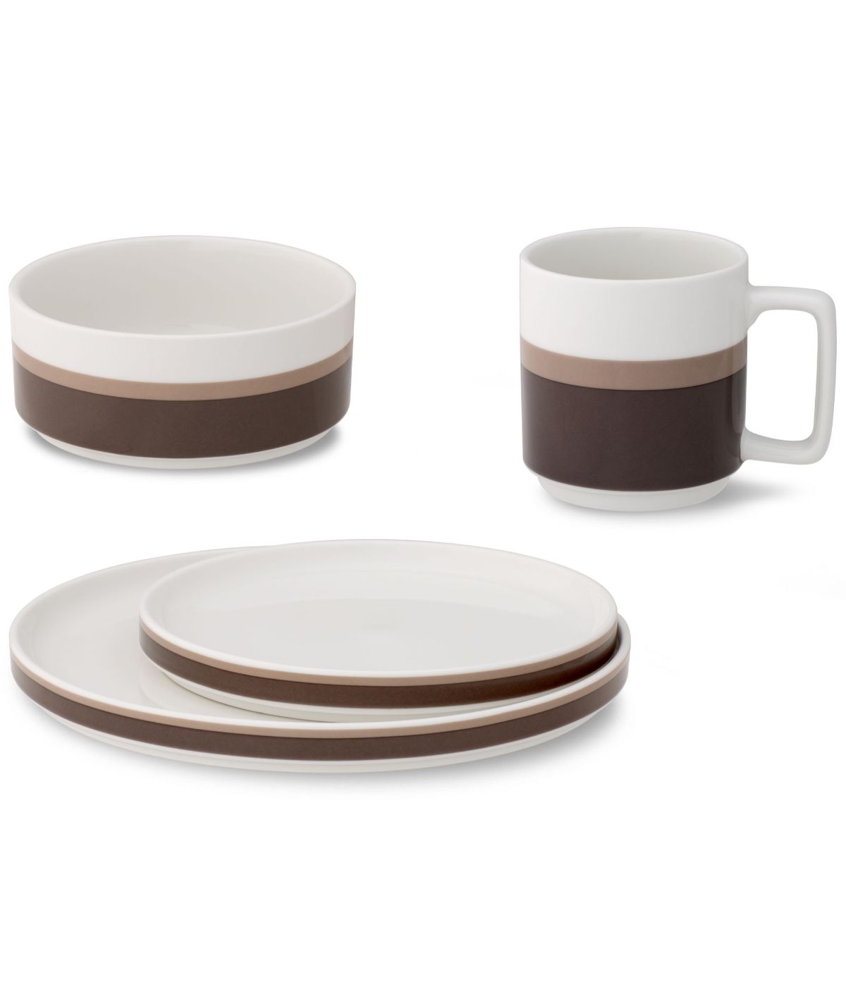  Noritake ColorStax Stripe 4-Piece Place Setting Stax - Brown - Bonton