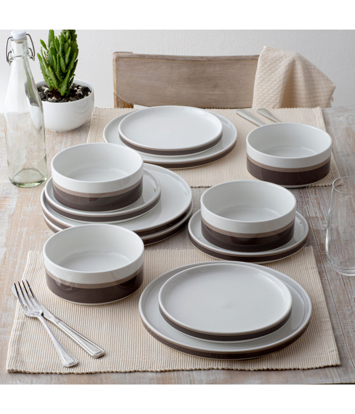  Noritake ColorStax Stripe Set of 4 Stax Salad Plates - Brown - Bonton