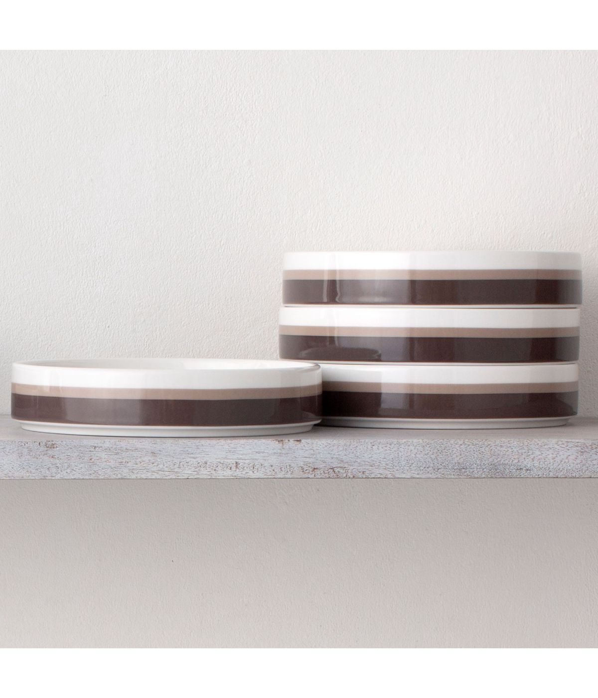  Noritake ColorStax Stripe Set of 4 Stax Deep Plates - Brown - Bonton