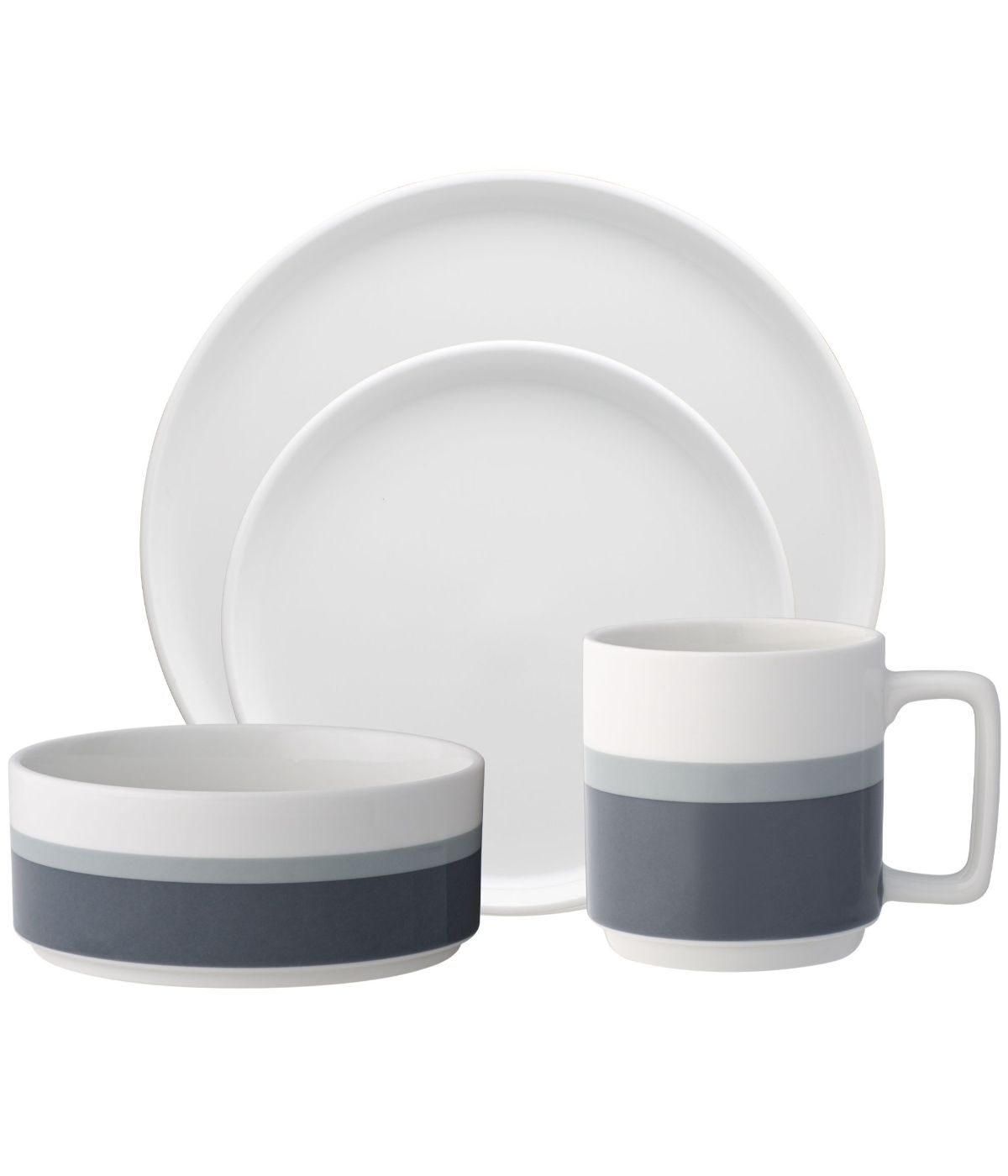  Noritake ColorStax Stripe 4-Piece Place Setting Stax - Grey - Bonton