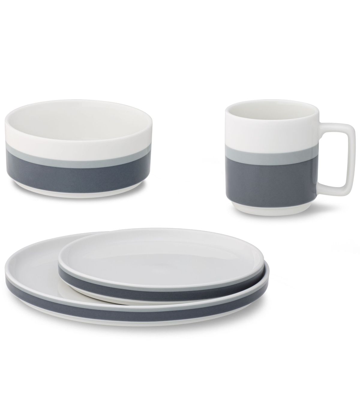  Noritake ColorStax Stripe 4-Piece Place Setting Stax - Grey - Bonton